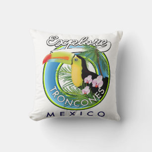 Onderzoek Troncones Mexico retro logo Kussen