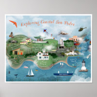 Onderzoek van de illustratie van de kustplaats San