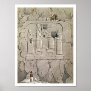 Onderzoek van een assyrische rotsculptuur uit 'Dis Poster
