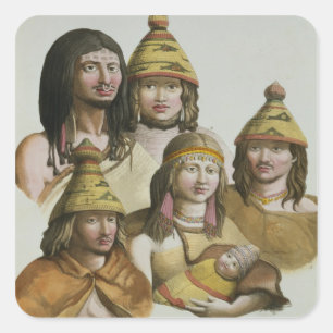 Onderzoek van inheemse Amerikanen (kleurenlitho) Vierkante Sticker