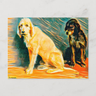 Onderzoek van twee honden briefkaart