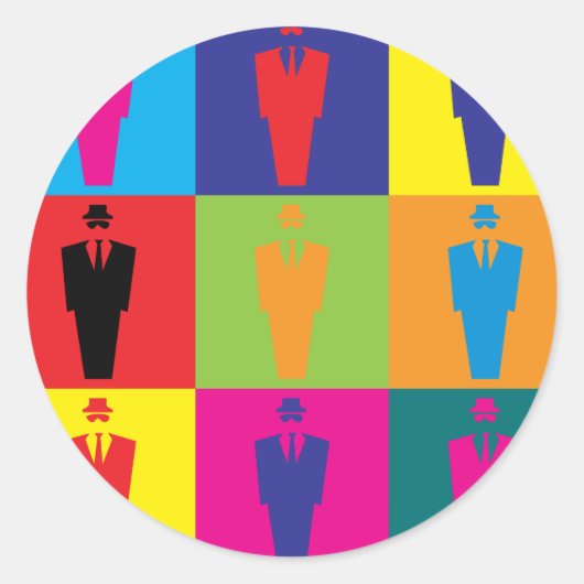 Onderzoeken Pop Art Ronde Sticker (Voorkant)