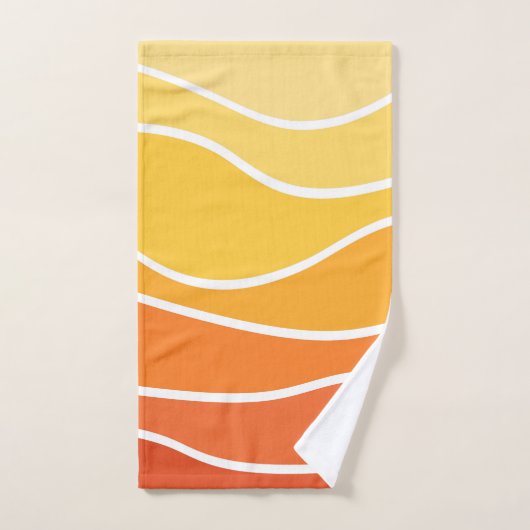 Ondes de style rétro jaune et orange (Serviette à main)