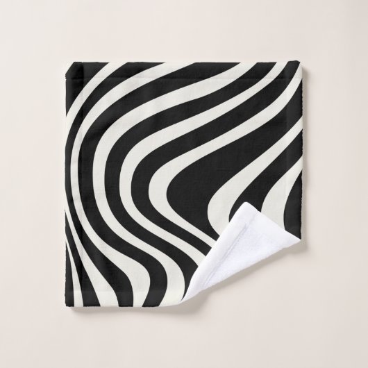 Ondes de style rétro noir et blanc (Gant de toilette)
