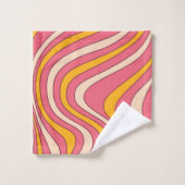 Ondes de style rétro rose et orange (Gant de toilette)
