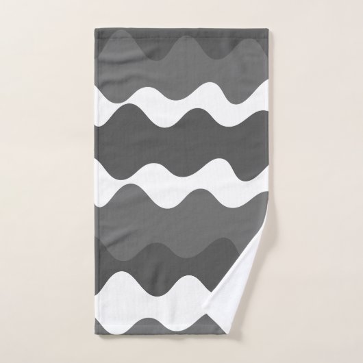 Ondes horizontales grises et blanches motif (Serviette à main)