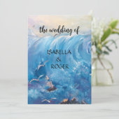 Ondes nautiques avec seaguls Invitation (Debout devant)