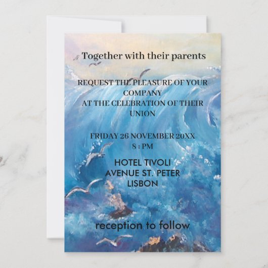 Ondes nautiques avec seaguls Invitation (Dos)