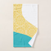 Ondes Simples - Motif Floral Turquoise et Jaune (Serviette à main)
