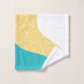Ondes Simples - Motif Floral Turquoise et Jaune (Gant de toilette)