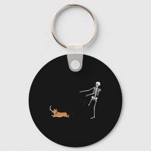 Ondeugend Corgi Dog Fun Skeleton Halloween Sleutelhanger