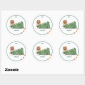 Ondeugend Dog Waterverf Chow Chow Knocked Tree Ove Ronde Sticker (Vel)