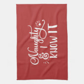ondeugend en ik ken het grappige Kerstmis Theedoek (Verticaal)