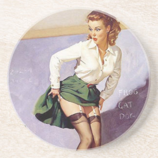  Ondeugend Leraar Pin Up Meisje Zandsteen Onderzetter
