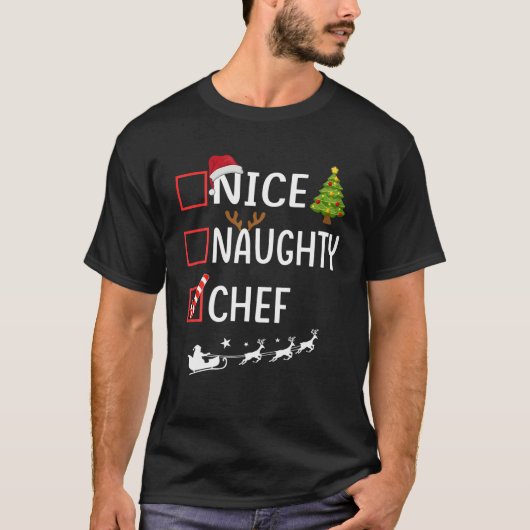Ondeugend Leuke chef-kok Kerst Pyjama Grappig Sant T-shirt (Voorkant)