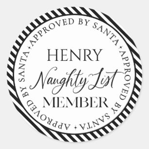 Ondeugend lijstlid goedgekeurd door Santa Christma Ronde Sticker