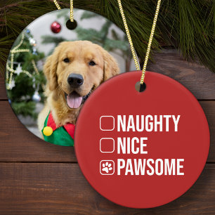 Ondeugend mooi pawsome kerstlijst hond foto keramisch ornament