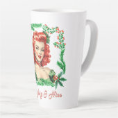 Ondeugend & Mooi Retro Kerstmis Pinup Latte Mok (Rechterhoek)