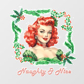 Ondeugend & Mooi Retro Kerstmis Pinup Raamsticker (Vel)
