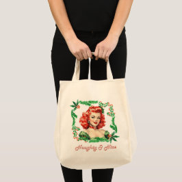 Ondeugend & Mooi Retro Kerstmis Pinup Tote Bag