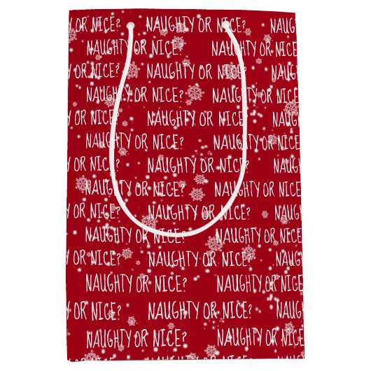 ONDEUGEND OF AARDIG Tekst op Rood Medium Cadeauzakje (Voorkant)