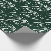 Ondeugend of Mooi donkergroen elegant script grapp Cadeaupapier (Hoek)