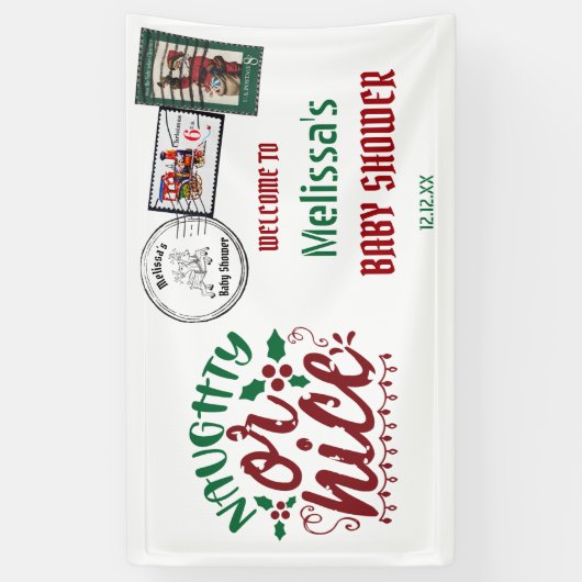 Ondeugend of mooi Santa's brief Noordpool welkom Spandoek (Verticaal)