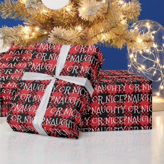 Ondeugend of mooi wit rood zwart buffel plaid scha cadeaupapier (Feestdagen)