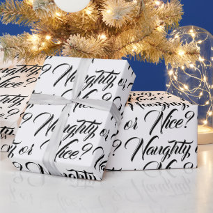 Ondeugend of Mooi wit zwart modern script grappig Cadeaupapier