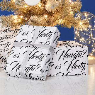 Ondeugend of Mooi wit zwart modern script grappig Cadeaupapier