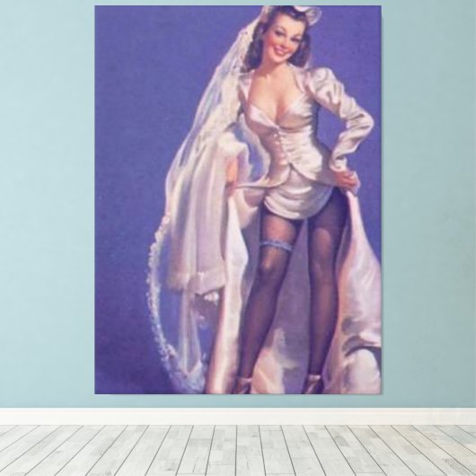Ondeugend Pin Up Bride Canvas (Insitu (Houten vloer))