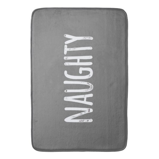 Ondeugend Quote Chalkboard Grijs en Wit Grappig Badmat (Voorkant Verticaal)