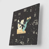 Ondeugende kat vierkante wandklok vierkante klok (Hoek)