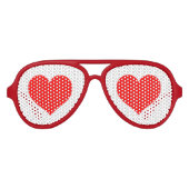 Ondeugende rode harten grappig aviator zonnebril (Voorkant)