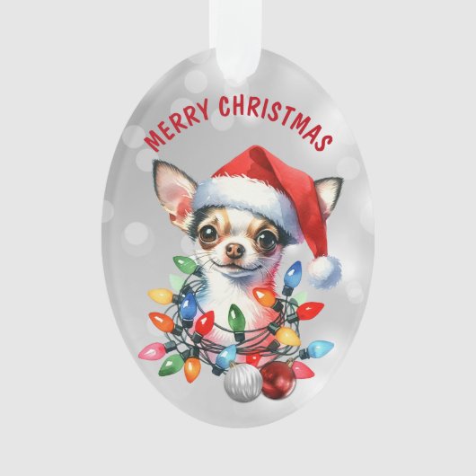 Ondeugende Santa Chihuahua in decoraties (voorkant)