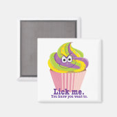 Ondeugende Sly Innuendo Cupcake Lick Me Magneet (Voorkant / Achterkant)