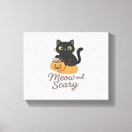 Ondeugende zwarte kat met gloeiende groene ogen op canvas afdruk (Voorkant)