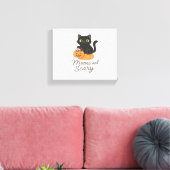 Ondeugende zwarte kat met gloeiende groene ogen op canvas afdruk (Insitu (Woonkamer))