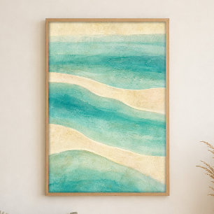 Ondiepe vanuit de lucht Aquarel Kustkunst Poster