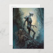 Ondode Skeleton Monster Gothic Horror Art Briefkaart (Voorkant / Achterkant)