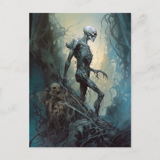Ondode Skeleton Monster Gothic Horror Art Briefkaart (Voorkant)