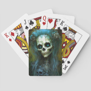 Ondode Woman Skeleton Horror Pokerkaarten