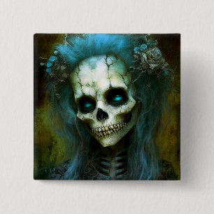Ondode Woman Skeleton Horror Vierkante Button 5,1 Cm