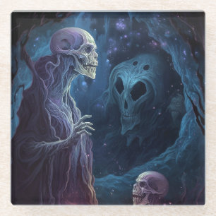 Ondood skelet maakt horrorkunst glazen onderzetter