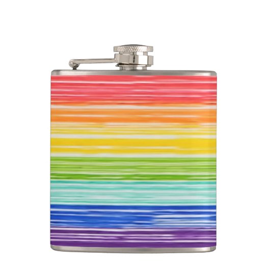 Ondoorzichtige regenboogstrepen heupfles (Voorkant)