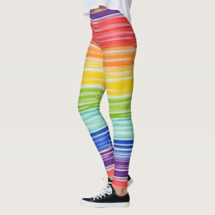 Ondoorzichtige regenboogstrepen leggings