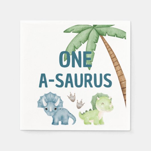One-A-Saurus 1e verjaardag servetten (Voorkant)