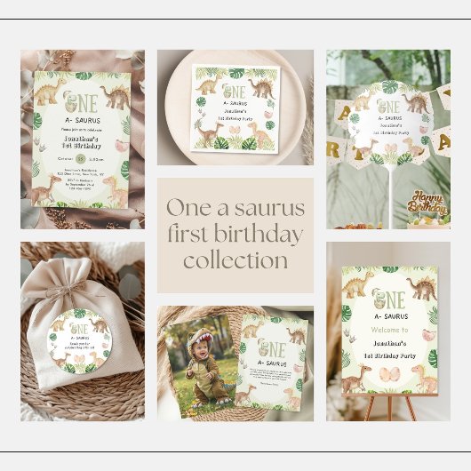 One a Saurus 1er anniversaire Invitation