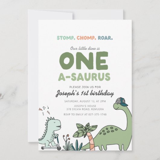 One-a-saurus Birthday Party Invitation (Devant)