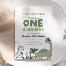 One-a-saurus Birthday Party Invitation